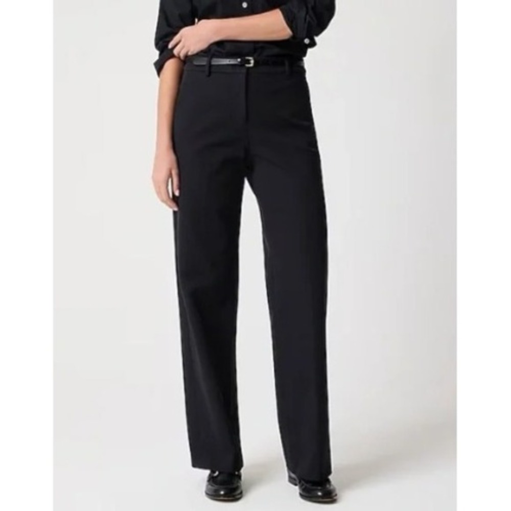 J‎ Crew Pants Womens 14 Petite Black Linen Cotton Wide Leg Career Casual CJ371